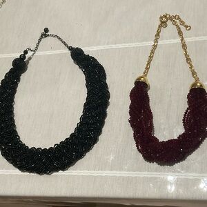 Talbots Black and Burgundy Beaded Necklace Set